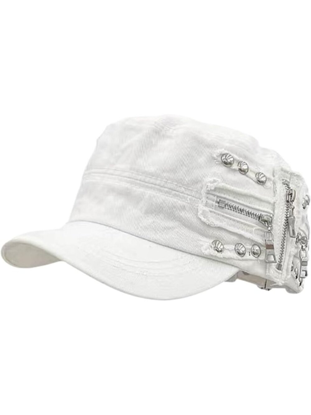 Vintage Y2K Grunge Military Cadet Hat | Distressed Flat Top Army Cap, Cool
